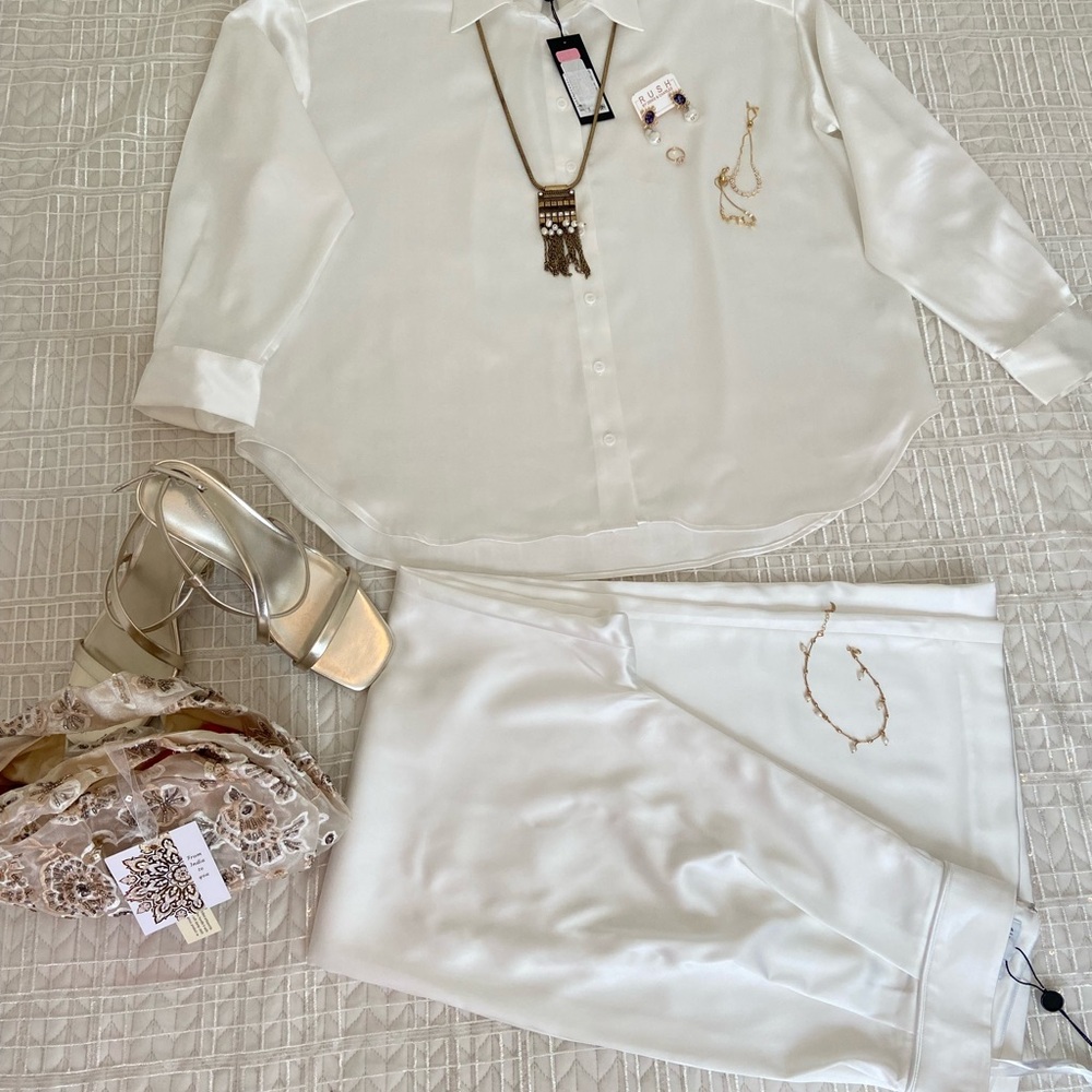 Elegant White Blouse and pant set